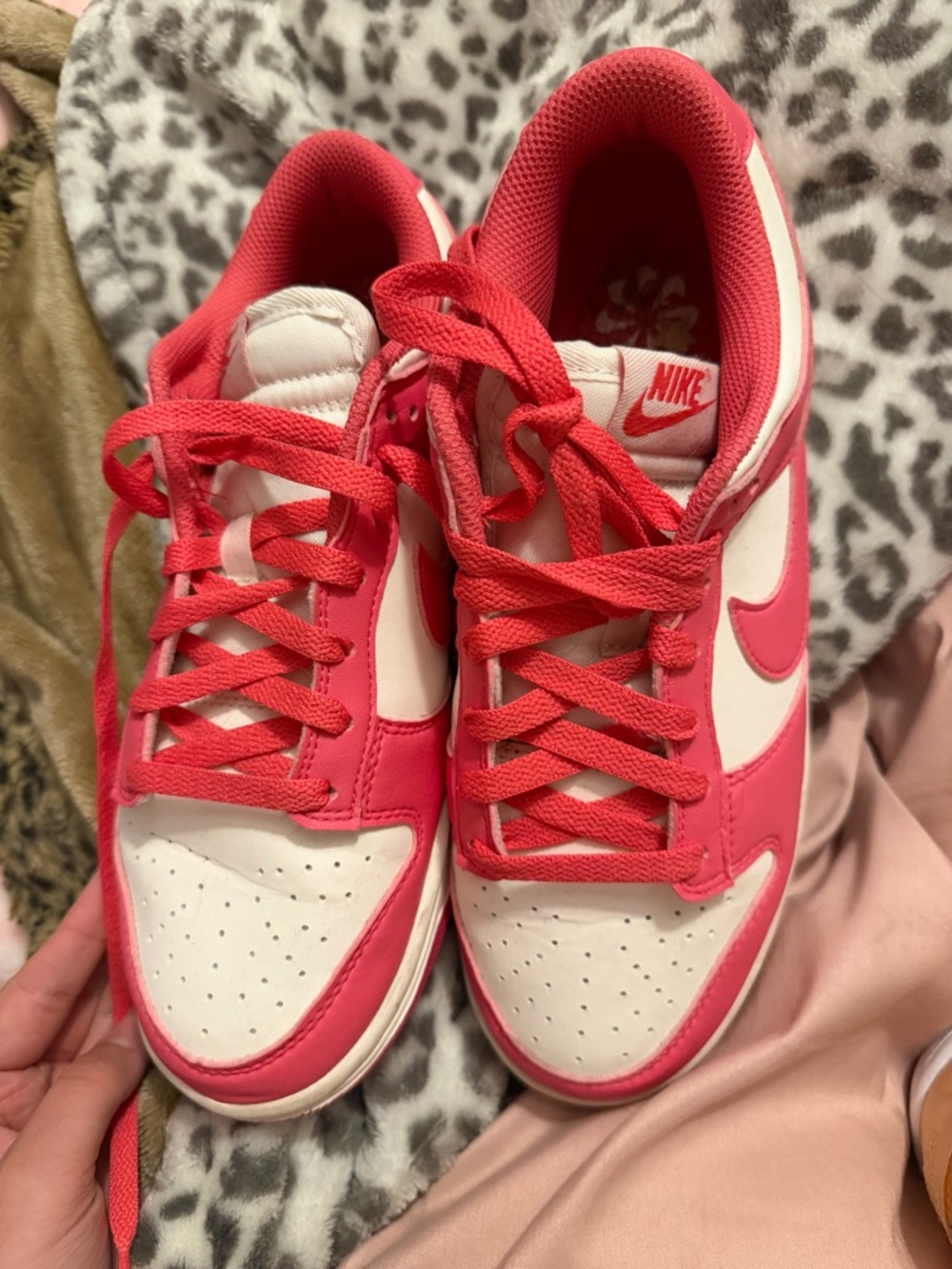Nike White and Hot Pink Low-Top Sneakers